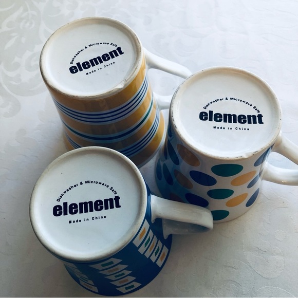 Set of 3 Element Coffee/Tea Mugs Colourful Print PolkaDots, Stripes, Diamonds - Picture 6 of 6